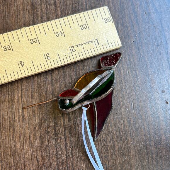 Handmade Vintage Stained Glass Hummingbird  Sun Catcher Hanging OOAK Folkart - Picture 8 of 8